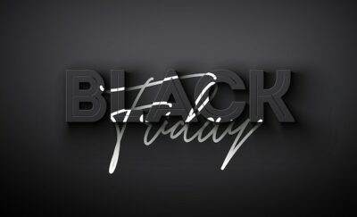 Free Vector | Black friday sale illustration with outstanding 3d lettering on dark background