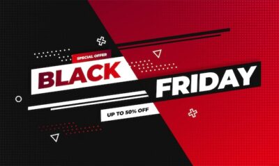 Free Vector | Black friday super sale banner with abstract background