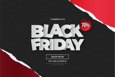 Free Vector | Black friday super sale with realistic red papercut