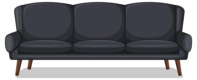 Free Vector | Black three-seater sofa isolated on white background