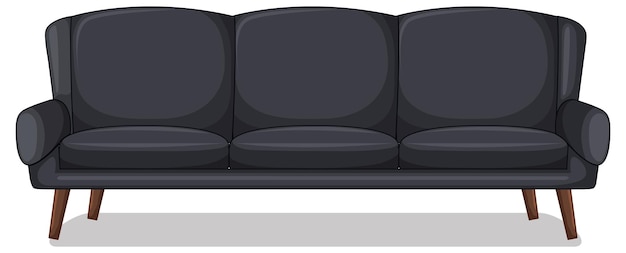 Free Vector | Black three-seater sofa isolated on white background