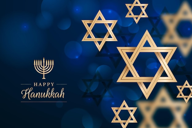 Free Vector | Blue and golden hanukkah