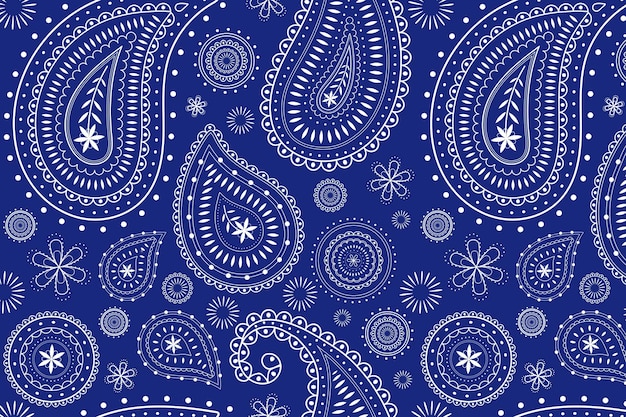 Free Vector | Blue paisley background, traditional indian pattern illustration vector
