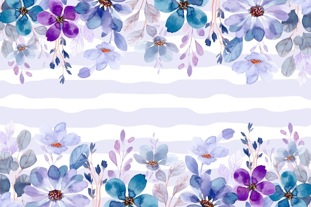Free Vector | Blue purple flower garden background with watercolor