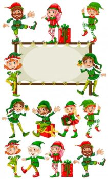Free Vector | Border template with christmas elves