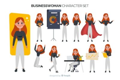 Free Vector | Businesswoman character set