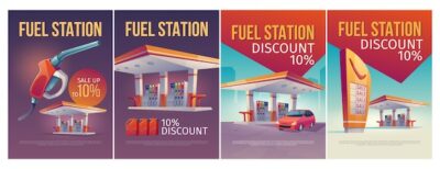 Free Vector | Cartoon style gas station banners