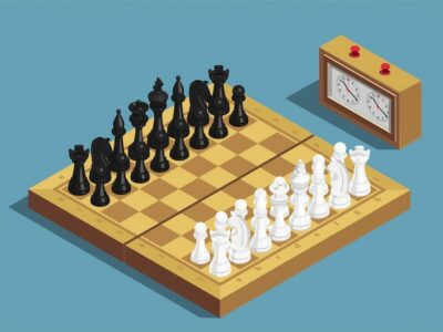 Free Vector | Chess beginning isometric composition