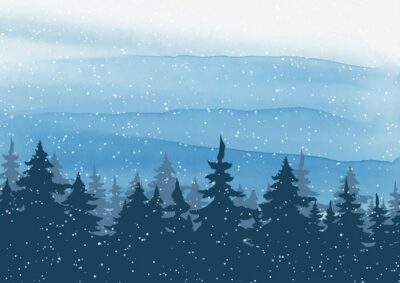 Free Vector | Christmas background with a hand painted watercolour tree landscape