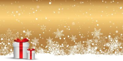 Free Vector | Christmas banner with gift boxes and snowflakes design