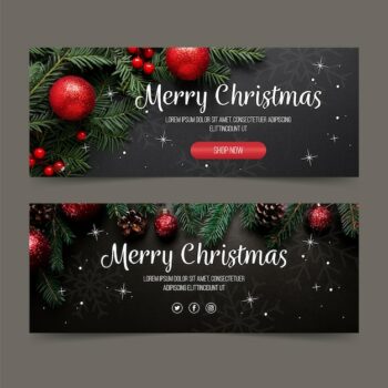 Free Vector | Christmas banners template with photo
