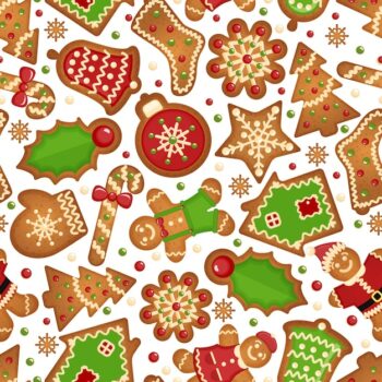 Free Vector | Christmas cookies background. seamless celebratory pattern of christmas cookies