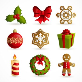 Free Vector | Christmas decorative elements set