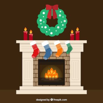 Free Vector | Christmas fireplace