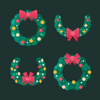 Free Vector | Christmas flower & wreath collection in flat design