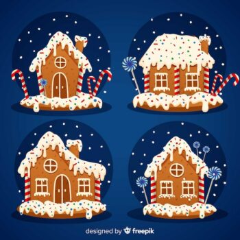 Free Vector | Christmas gingerbread houses collection
