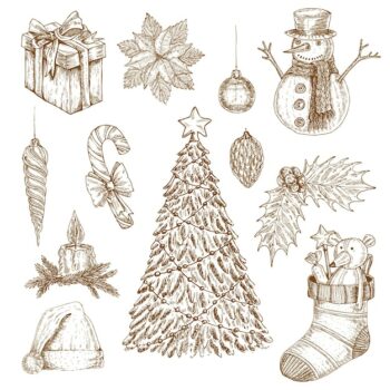Free Vector | Christmas hand drawn elements set