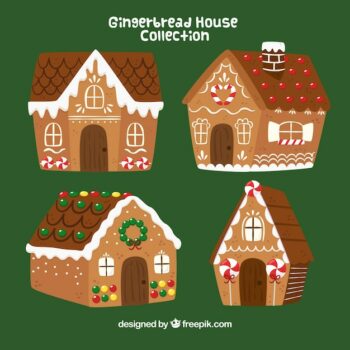 Free Vector | Christmas hand drawn gingerbread houses