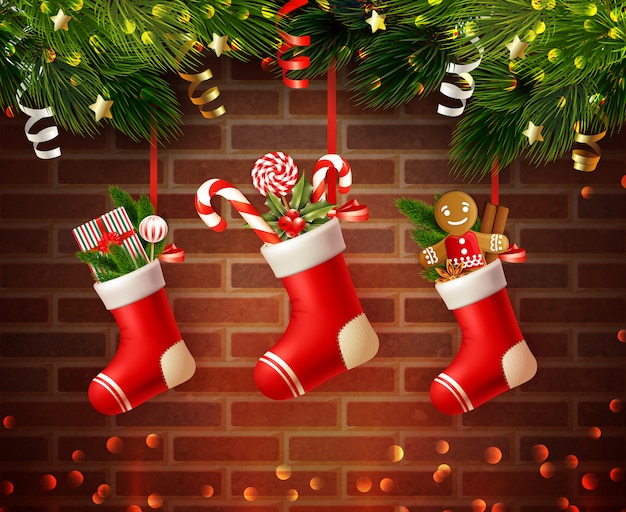 Free Vector | Christmas realistic composition