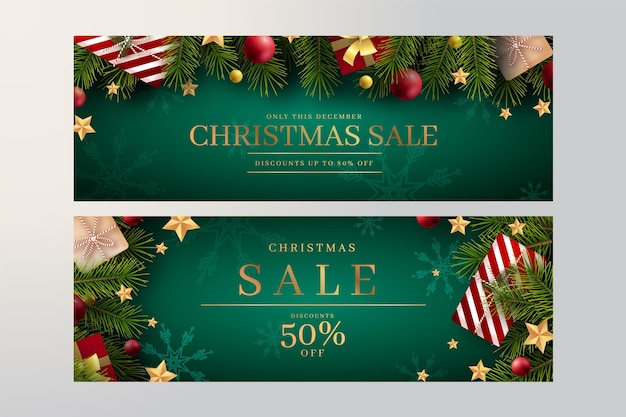 Free Vector | Christmas sale banner pack