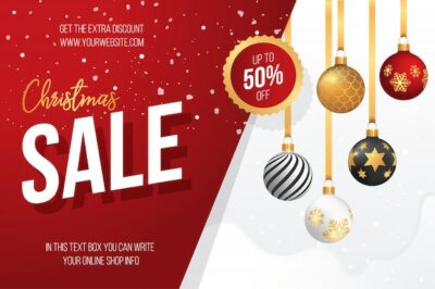 Free Vector | Christmas sale banner with decorative christmas balls