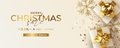 Free Vector | Christmas sale banner with realistic presents