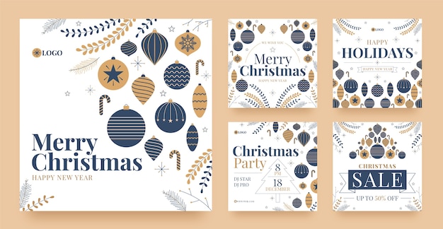 Free Vector | Christmas season instagram posts collection