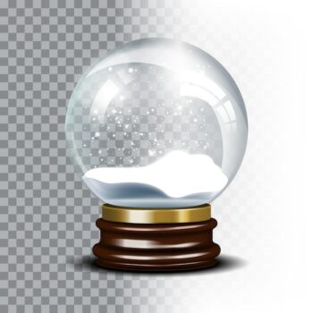 Free Vector | Christmas snow globe on checkered background. magic ball with snowflake, shiny translucent, vector illustration