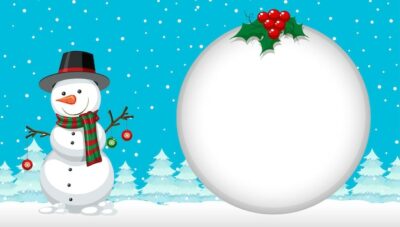 Free Vector | Christmas snowman with empty banner