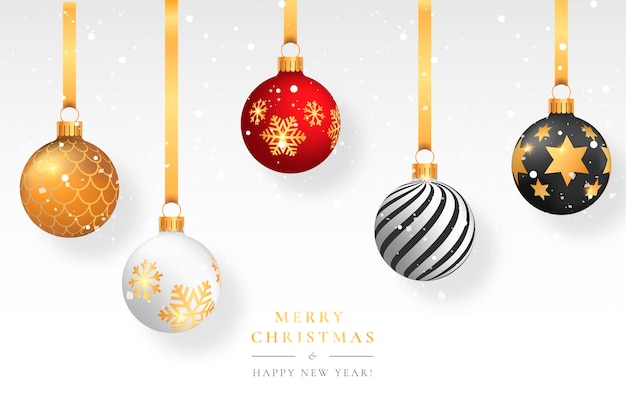 Free Vector | Christmas snowy background with elegant balls