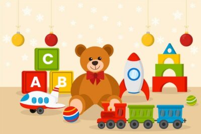 Free Vector | Christmas toys background in flat design