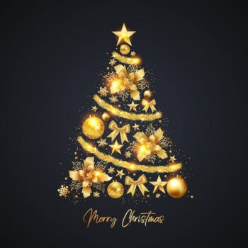 Free Vector | Christmas tree made of realistic golden decoration
