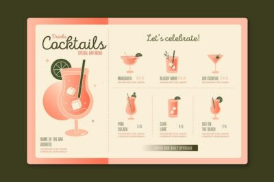 Free Vector | Cocktail menu
