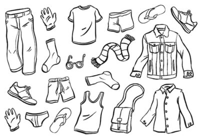 Free Vector | Collection of man clothes doodles