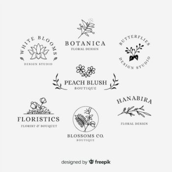 Free Vector | Collection of wedding florist logos