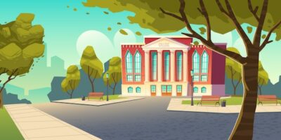Free Vector | College building, educational institution banner