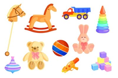 Free Vector | Colorful baby toys set