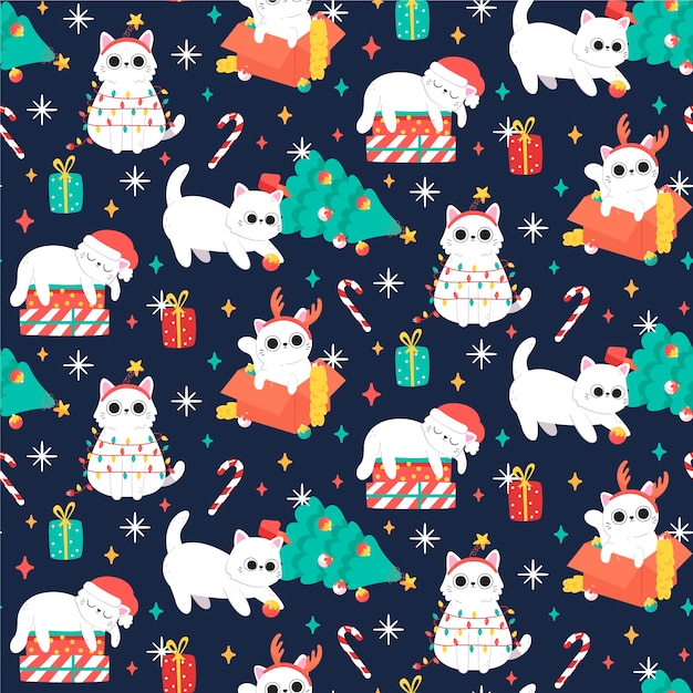 Free Vector | Colorful funny christmas pattern