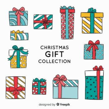 Free Vector | Colorful hand drawn christmas gift collection