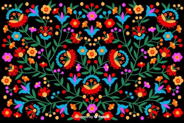 Free Vector | Colorful mexican embroidery background