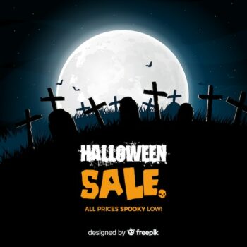 Free Vector | Creepy halloween sale composition with realistic design