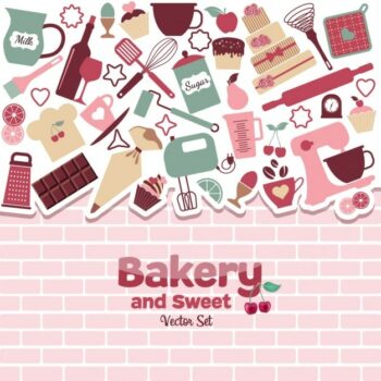 Free Vector | Cute background about the bakery