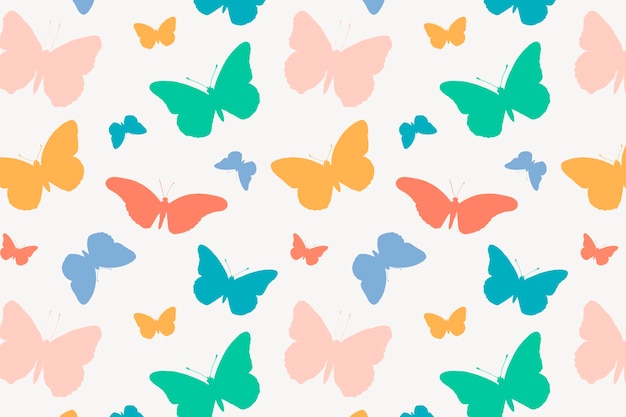 Free Vector | Cute butterfly background pattern, colorful design vector