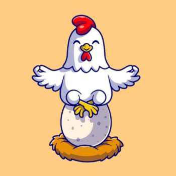 Free Vector | Cute chicken meditation yoga on egg cartoon vector icon illustration. animal nature icon concept isolated premium vector. flat cartoon style
