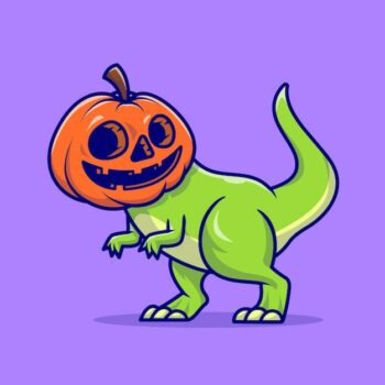 Free Vector | Cute dino pumpkin halloween cartoon illustration