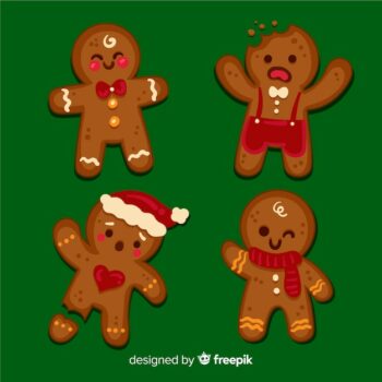 Free Vector | Cute gingerbread man collection