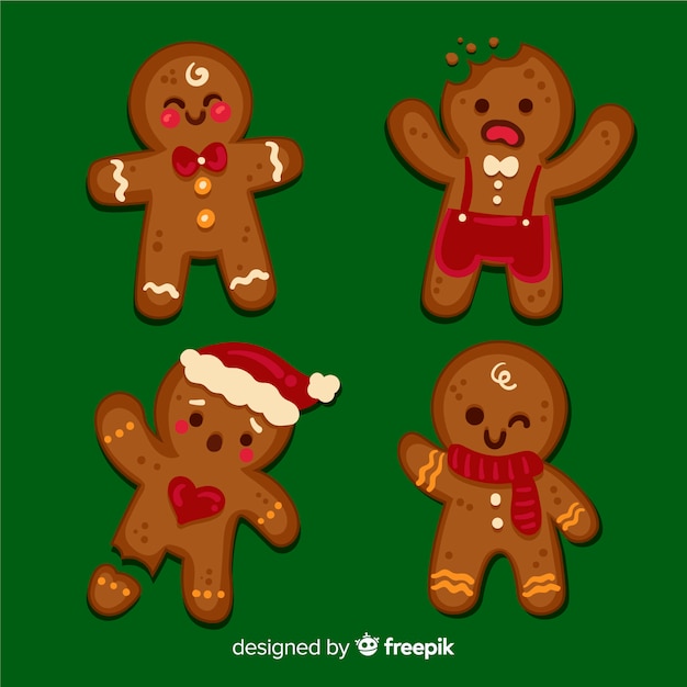 Free Vector | Cute gingerbread man collection
