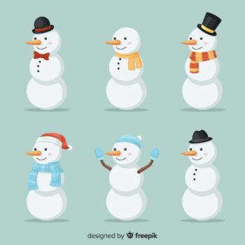 Free Vector | Cute snowman character collection in flat design