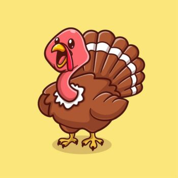 Free Vector | Cute turkey bird chicken cartoon vector icon illustration animal nature icon concept isolated flat