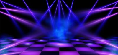 Free Vector | Dance floor stage illuminated by blue and pink spotlights